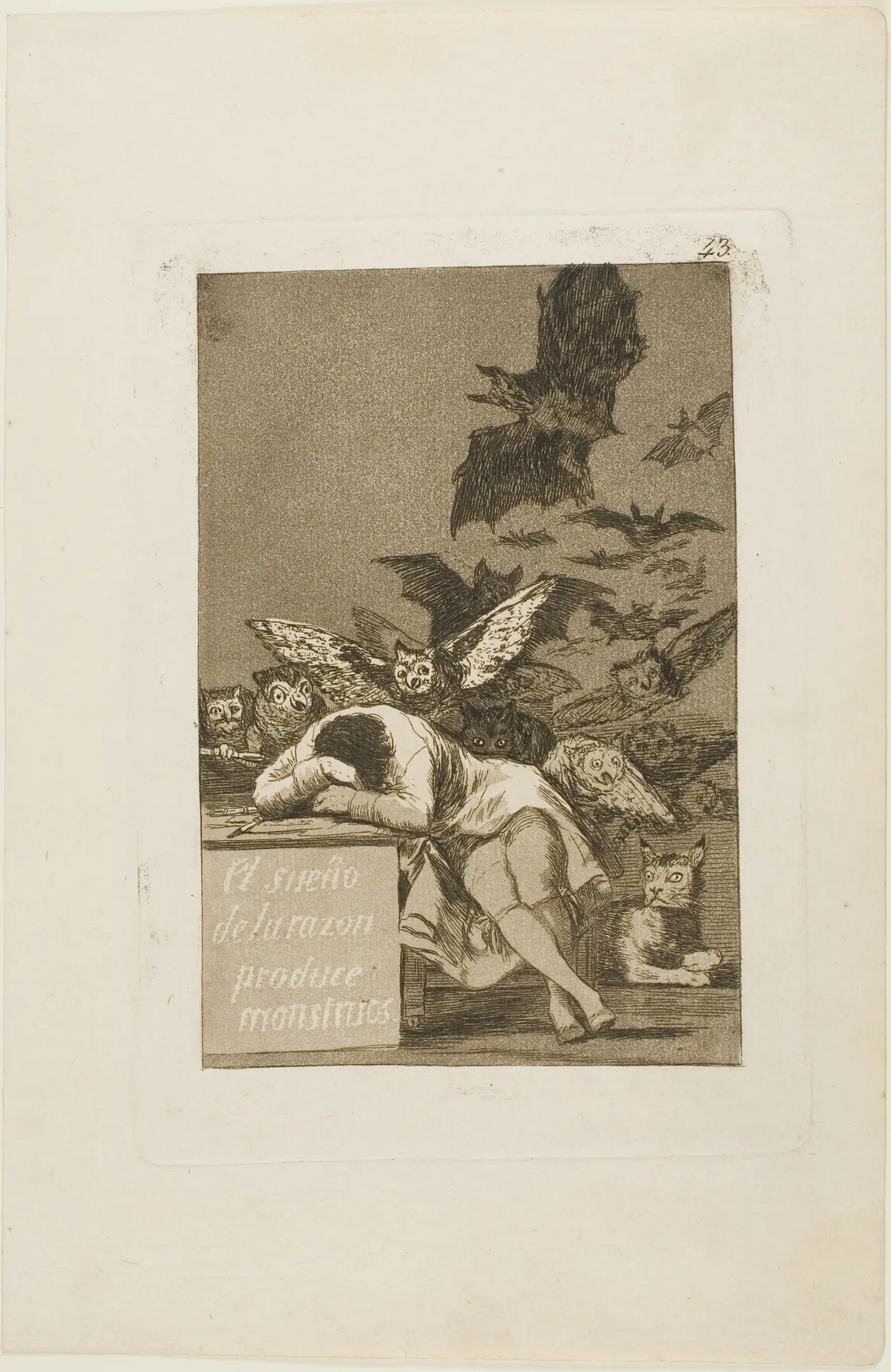 The Sleep of Reason Produces Monsters, plate 43 from Los Caprichos, Francisco José de Goya y Lucientes